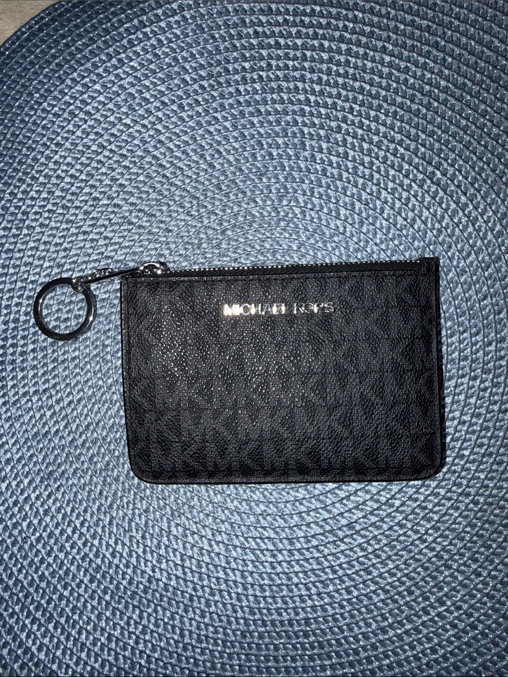 Michael Kors Black Logo Zip Card Holder with Keyring